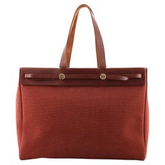 Hermes Herbag Cabas Toile and Leather MM