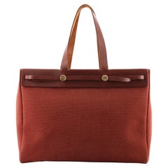 Hermes Herbag Cabas Toile and Leather MM