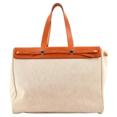 Hermes Herbag Cabas Toile and Leather MM