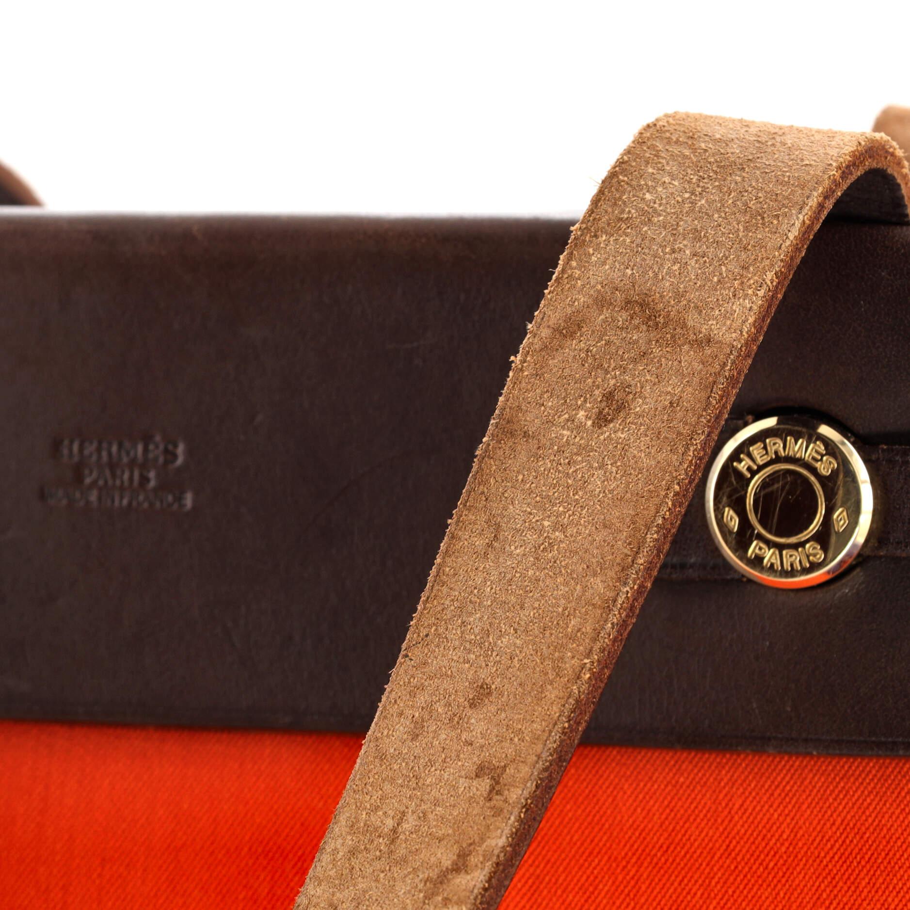 Hermes Herbag Cabas Toile and Leather PM 7