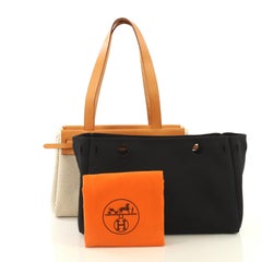 Hermes Herbag Cabas Toile and Leather PM
