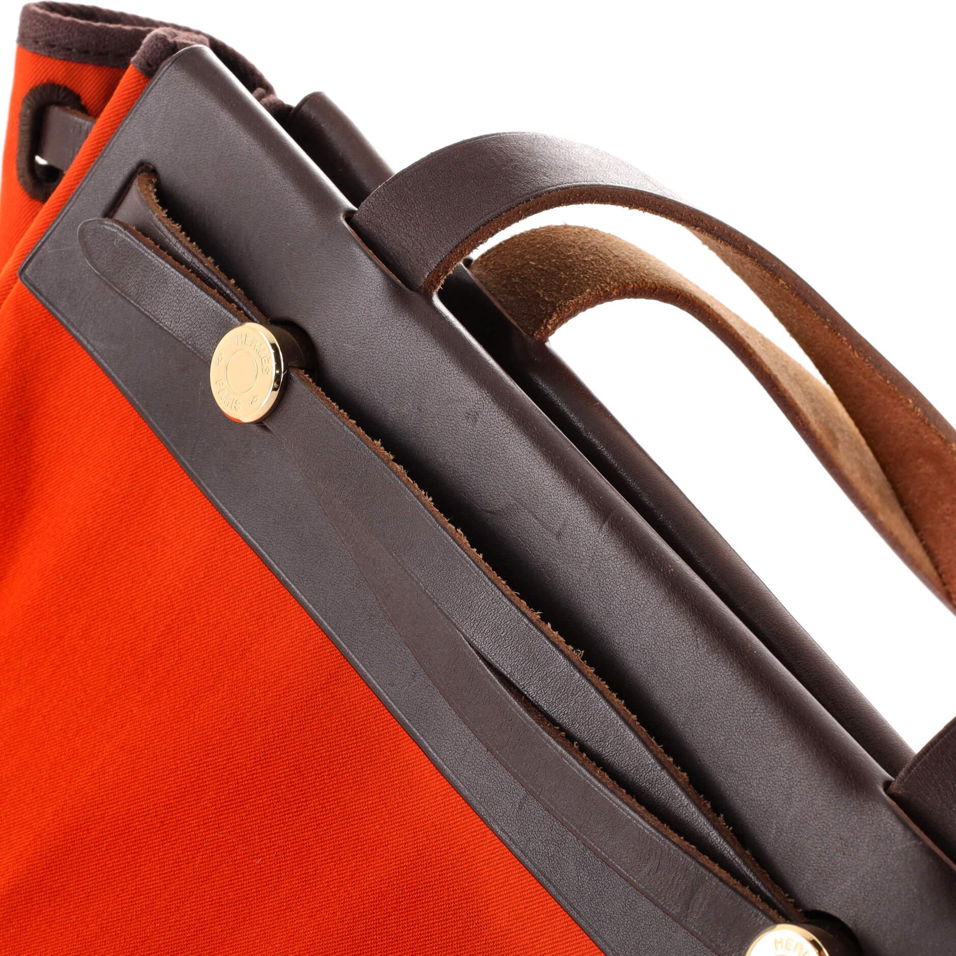 Hermes Herbag Cabas Toile and Leather PM 3