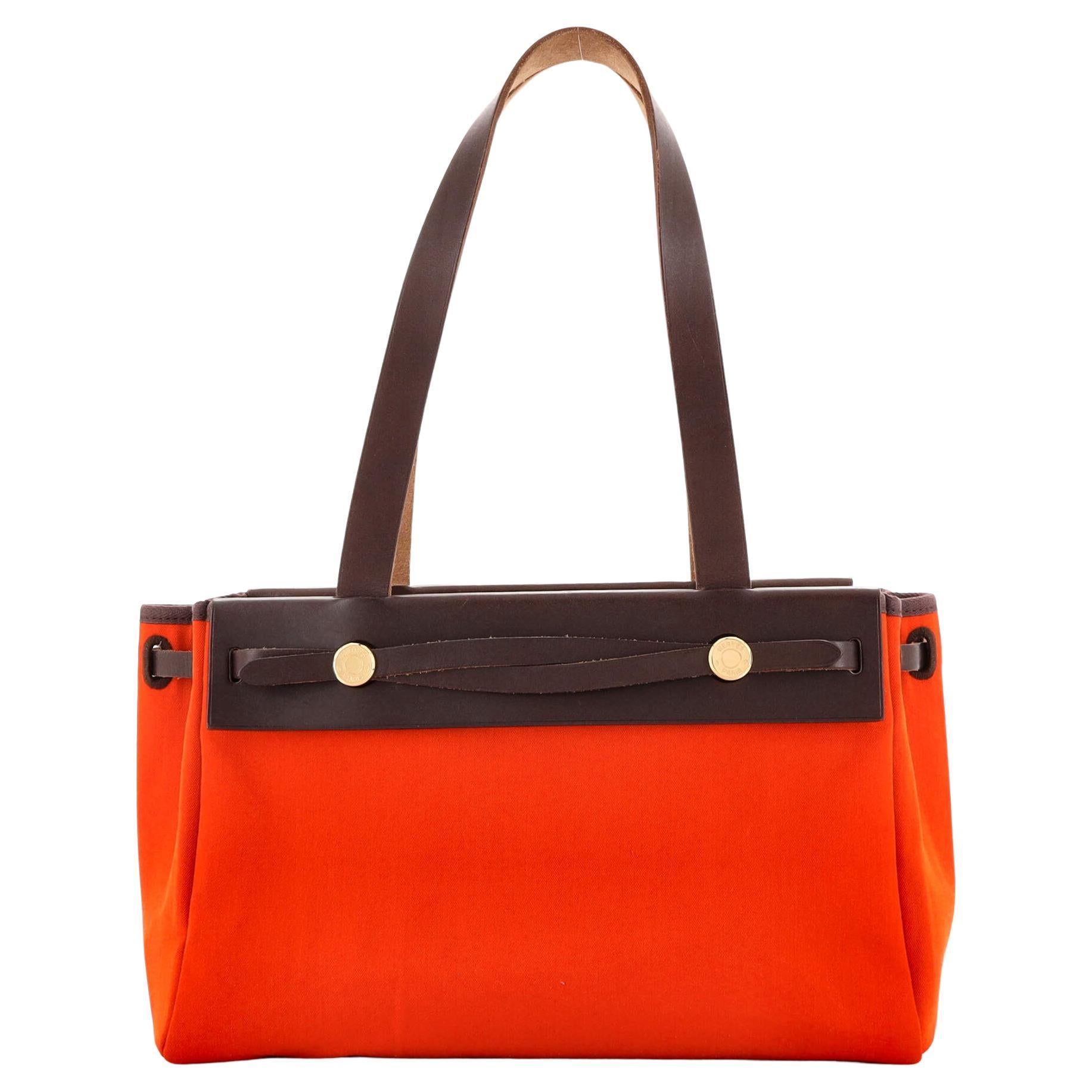 Hermes Herbag Cabas Toile and Leather PM