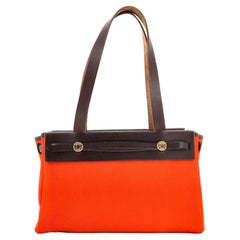 Hermes Herbag Cabas Toile and Leather PM