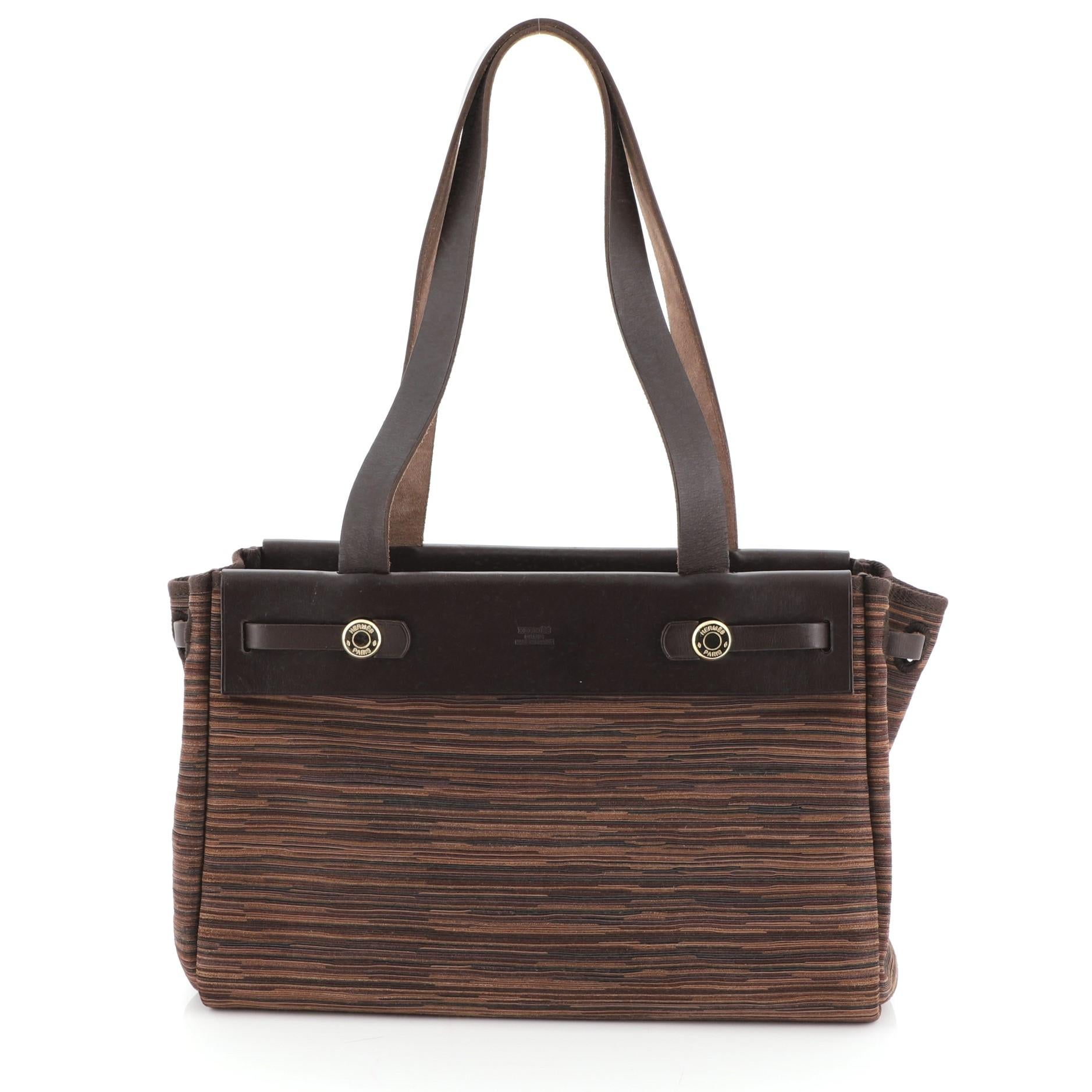 Women's or Men's Hermes Herbag Cabas Vibrato and Leather PM