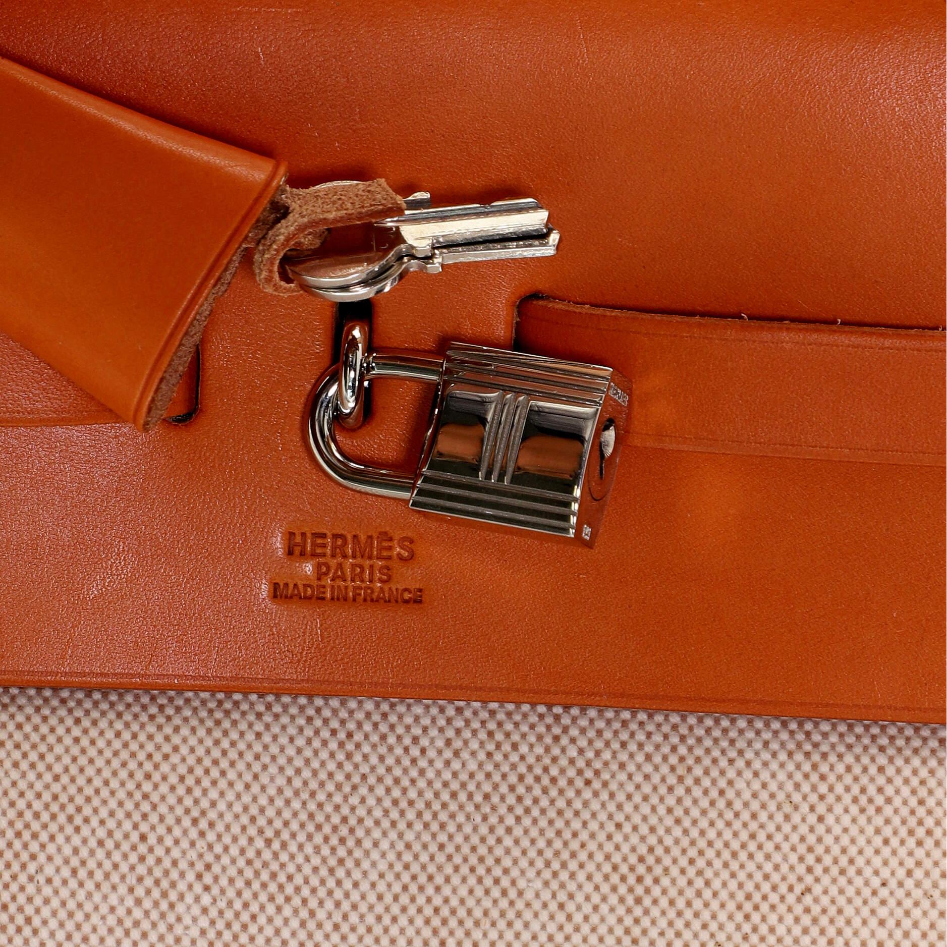 Hermes Herbag Cabine Toile and Leather 3