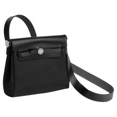 Hermes Herbag Mini 20 Schwarze Mini-Tasche mit Palladiumbeschlägen