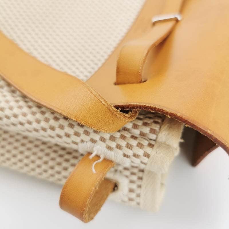 Hermes Herbag Mini Borsa a tracolla in tela beige e nera con hardware argentato 4