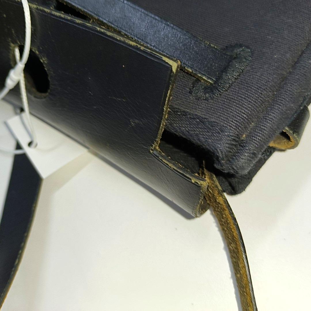 Hermes Herbag Mini Bolso Crossbody de lona negra y herrajes plateados en venta 3