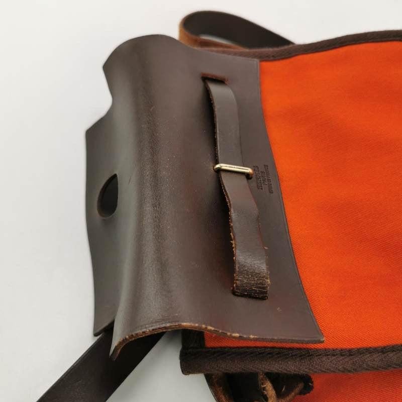 Hermes Herbag Mini Red and Orange Canvas Silver-tone Hardware Crossbody Bag 8