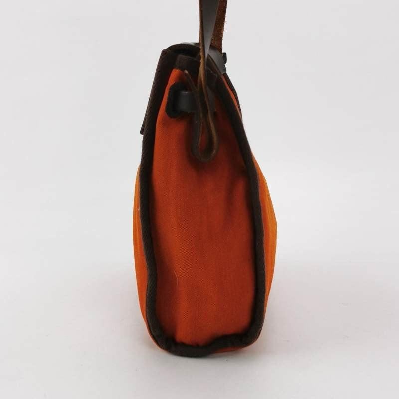 Women's Hermes Herbag Mini Red and Orange Canvas Silver-tone Hardware Crossbody Bag