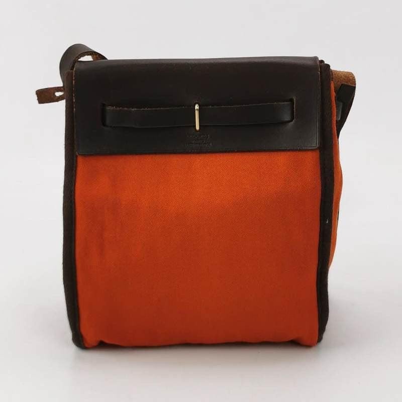 Hermes Herbag Mini Red and Orange Canvas Silver-tone Hardware Crossbody Bag 1