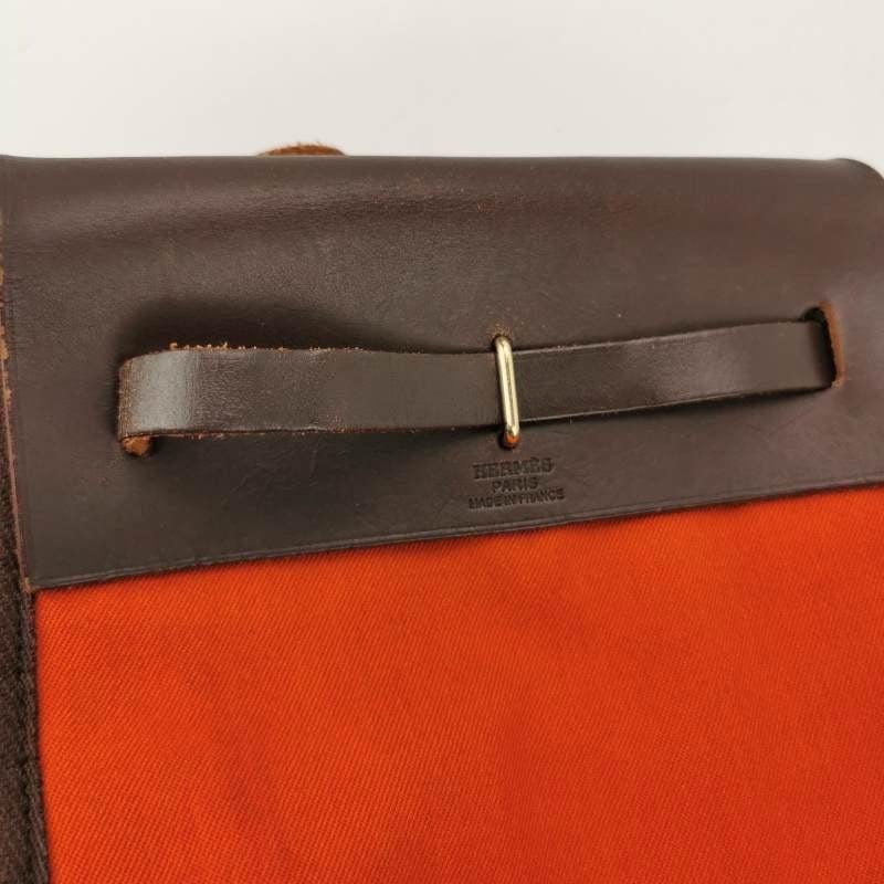 Hermes Herbag Mini Red and Orange Canvas Silver-tone Hardware Crossbody Bag 2