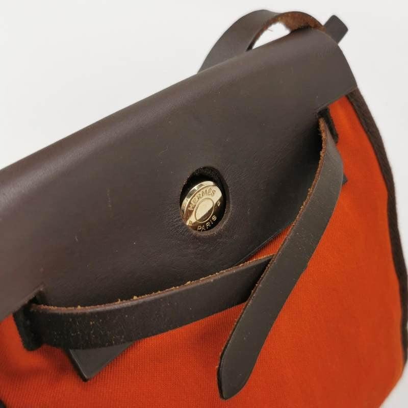 Hermes Herbag Mini Red and Orange Canvas Silver-tone Hardware Crossbody Bag 3