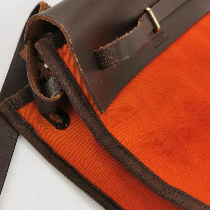 Hermes Herbag Mini Red and Orange Canvas Silver-tone Hardware Crossbody Bag 5