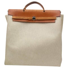 Hermès Herbag Toile Ado Sac A Dos 2-in-1 870345 Beige Coated Canvas Tote  For Sale at 1stDibs