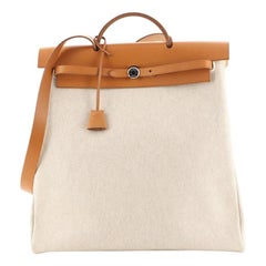 Hermès Natural Toile and Vache Calfskin Leather Herbag Cabas 50 2