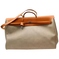 Hermès Herbag Toile Gm 2-in-1 Ado 868048 Beige Canvas Weekend/Travel Bag