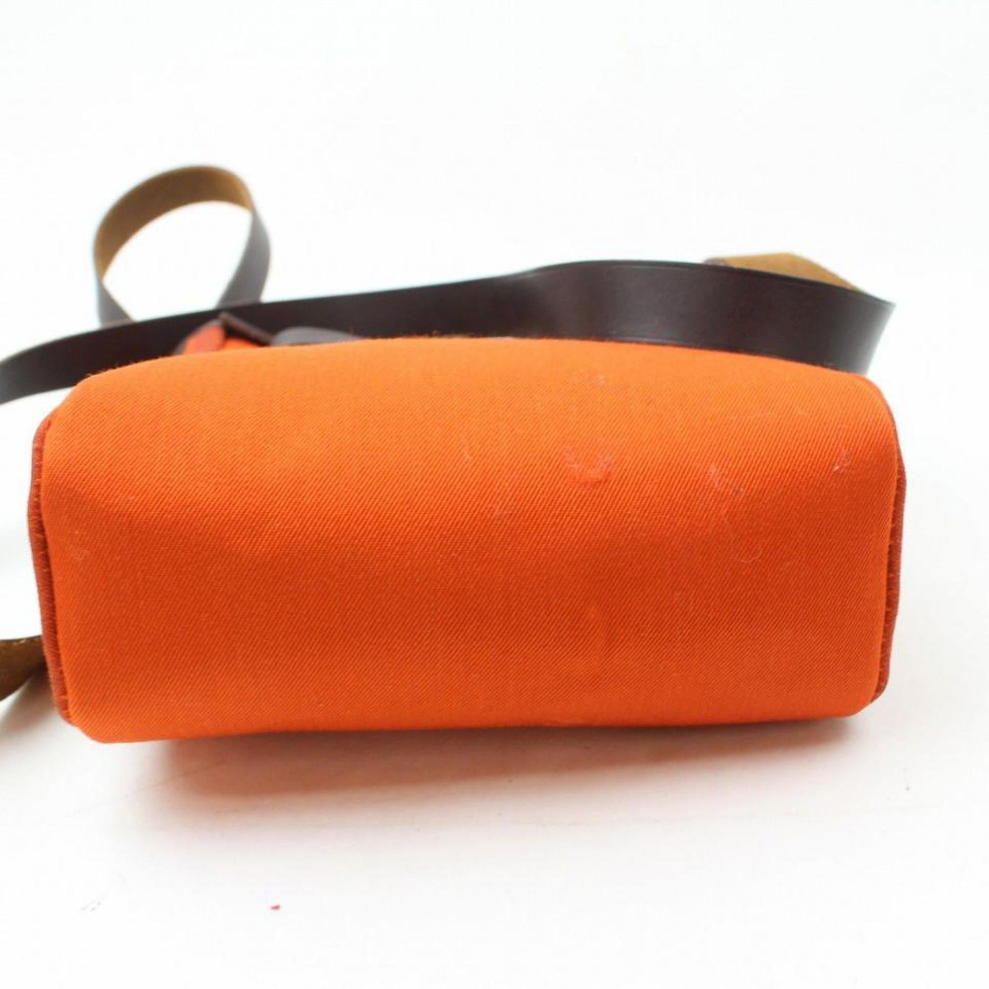 Women's Hermès Herbag Toile Mini Pm 869488 Orange Canvas Cross Body Bag For Sale