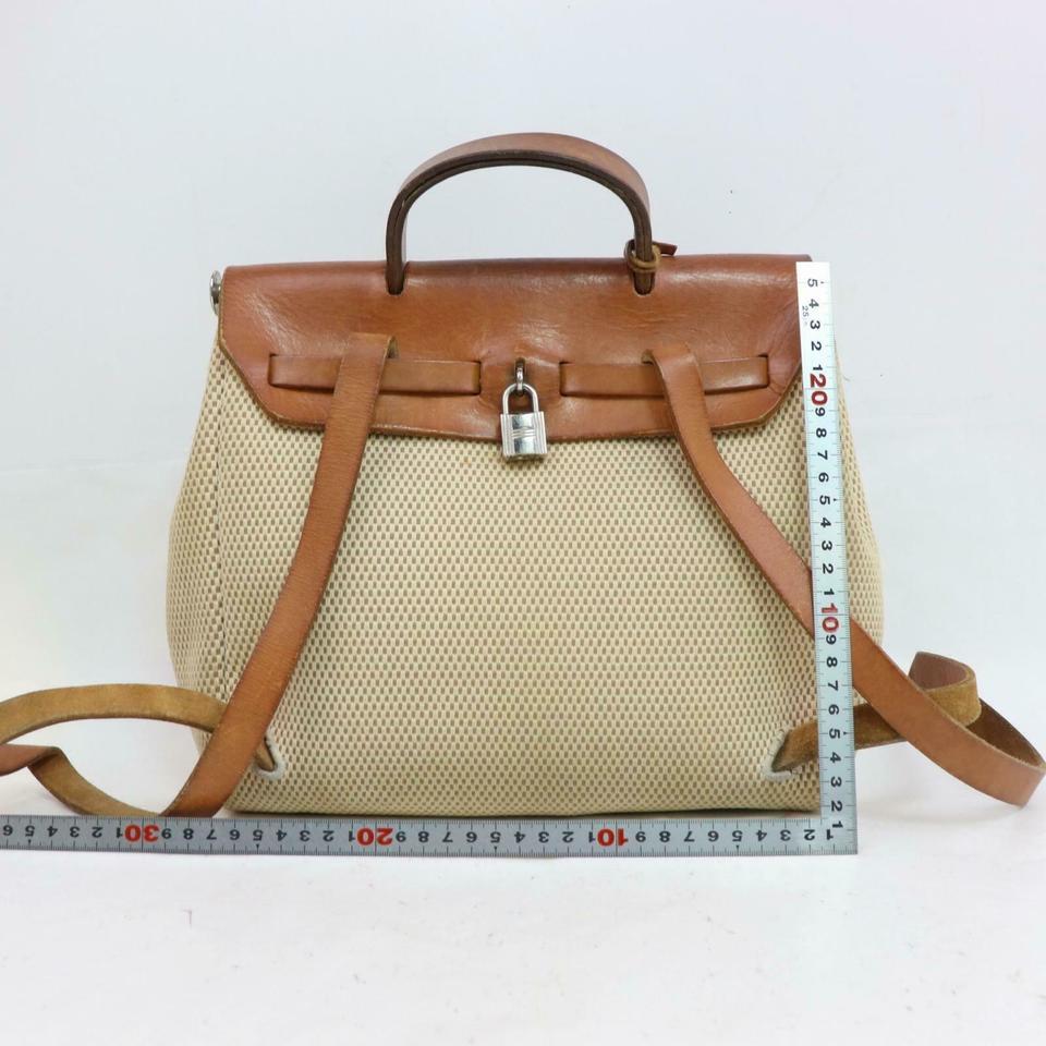 Hermès Herbag Toile Sac A Dos 2-in-1 871069 Beige Canvas Backpack In Good Condition In Dix hills, NY