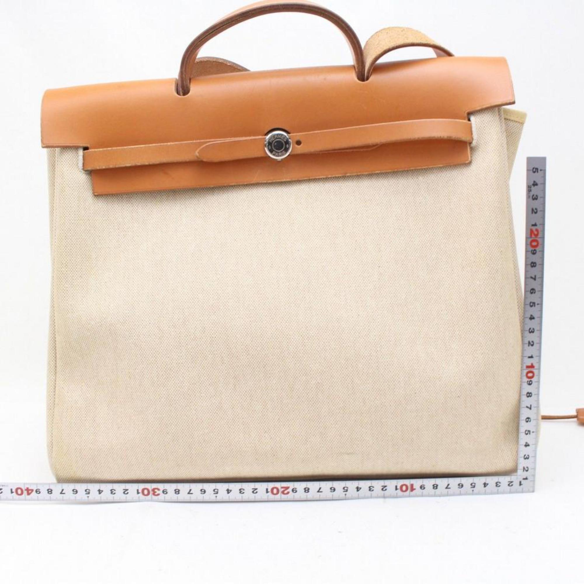 Hermès Herbag Toile Sac A Dos Tote 869849 Beige Coated Canvas Shoulder Bag For Sale 2