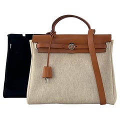 Hermès Herbag Top Handle Bag Canvas and Leather Brown 2001