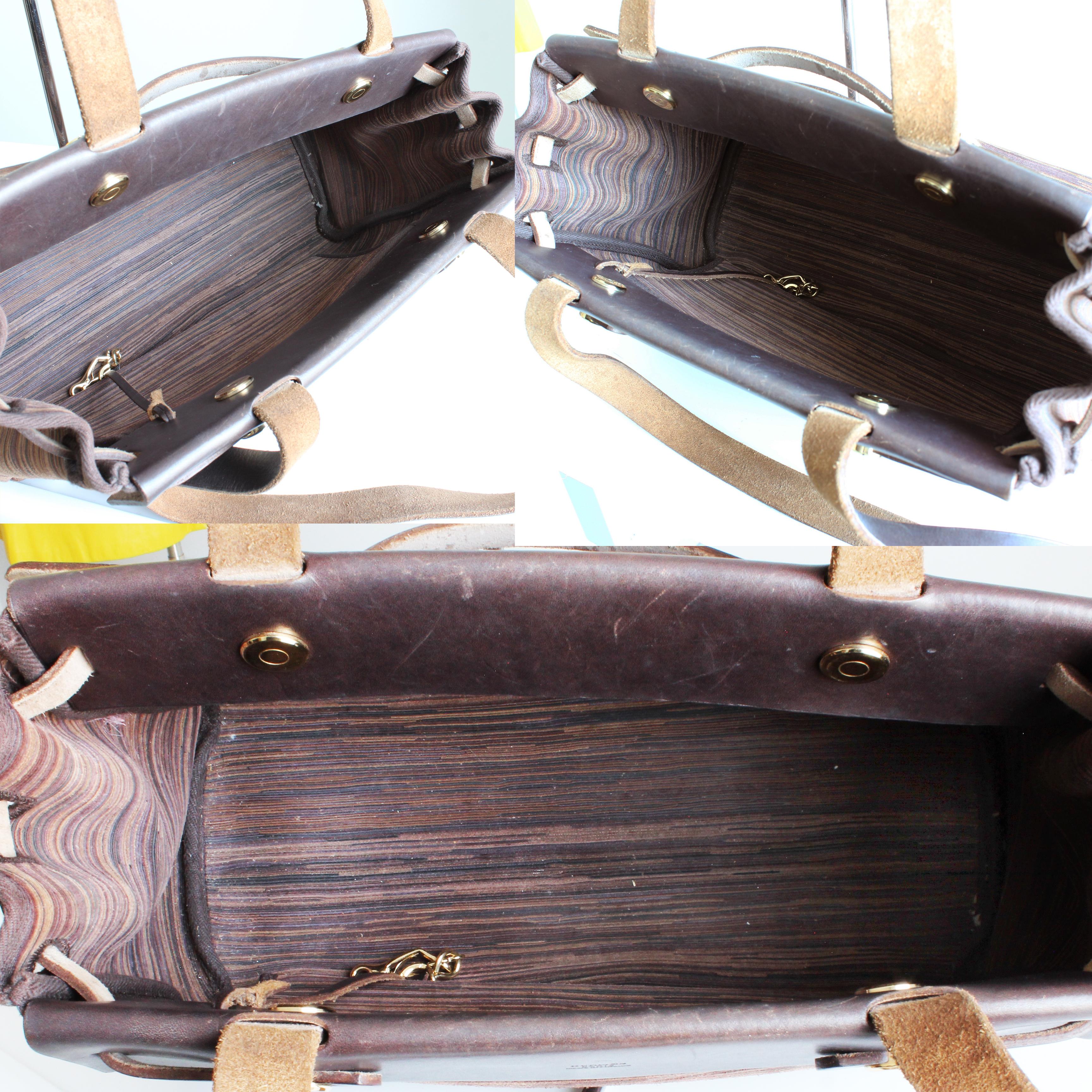 Hermes Herbag Tote Bag Cabas PM Brown Vibrato Leather & Canvas 2-In-1 Bag HTF en vente 9