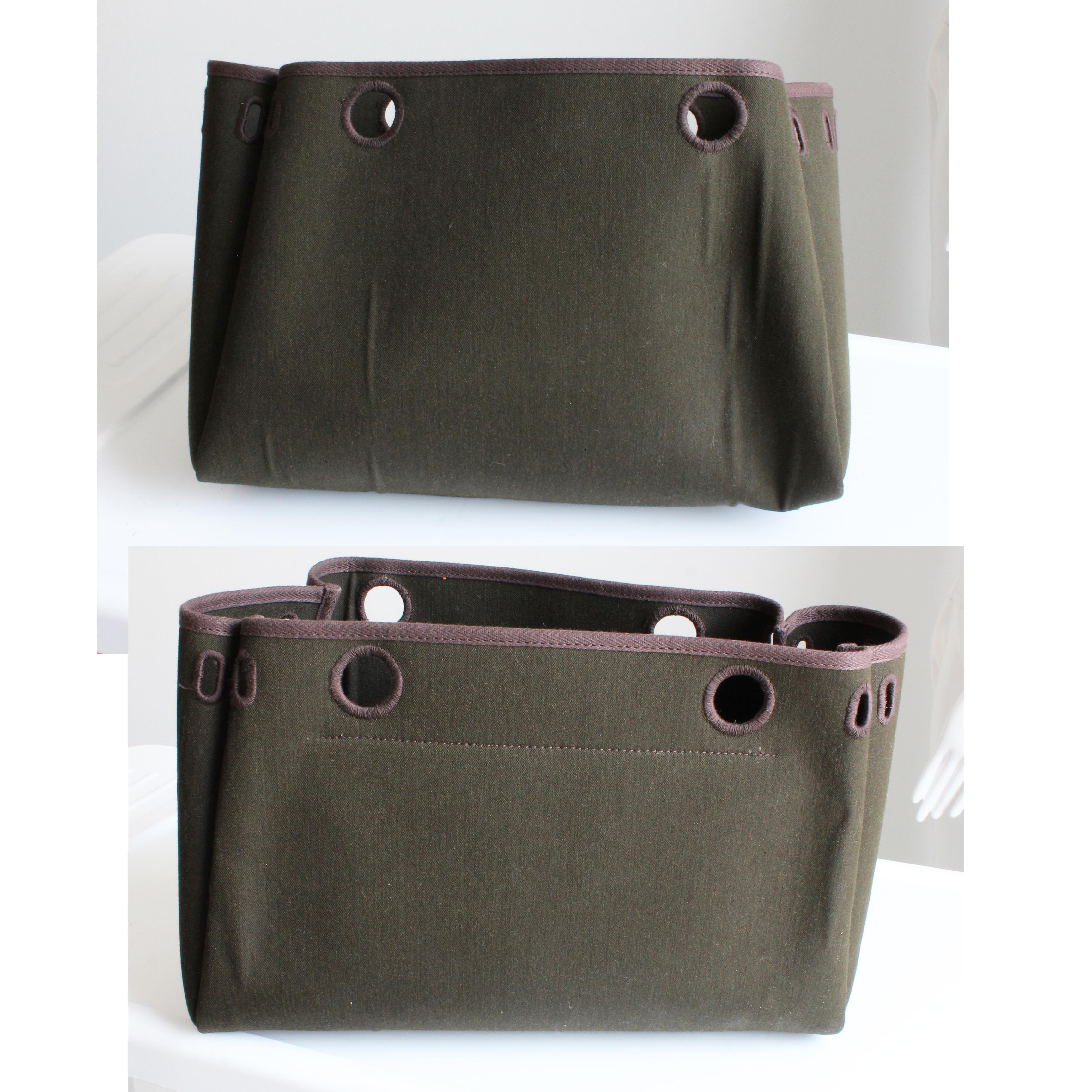 Hermes Herbag Tote Bag Cabas PM Brown Vibrato Leather & Canvas 2-In-1 Bag HTF en vente 11