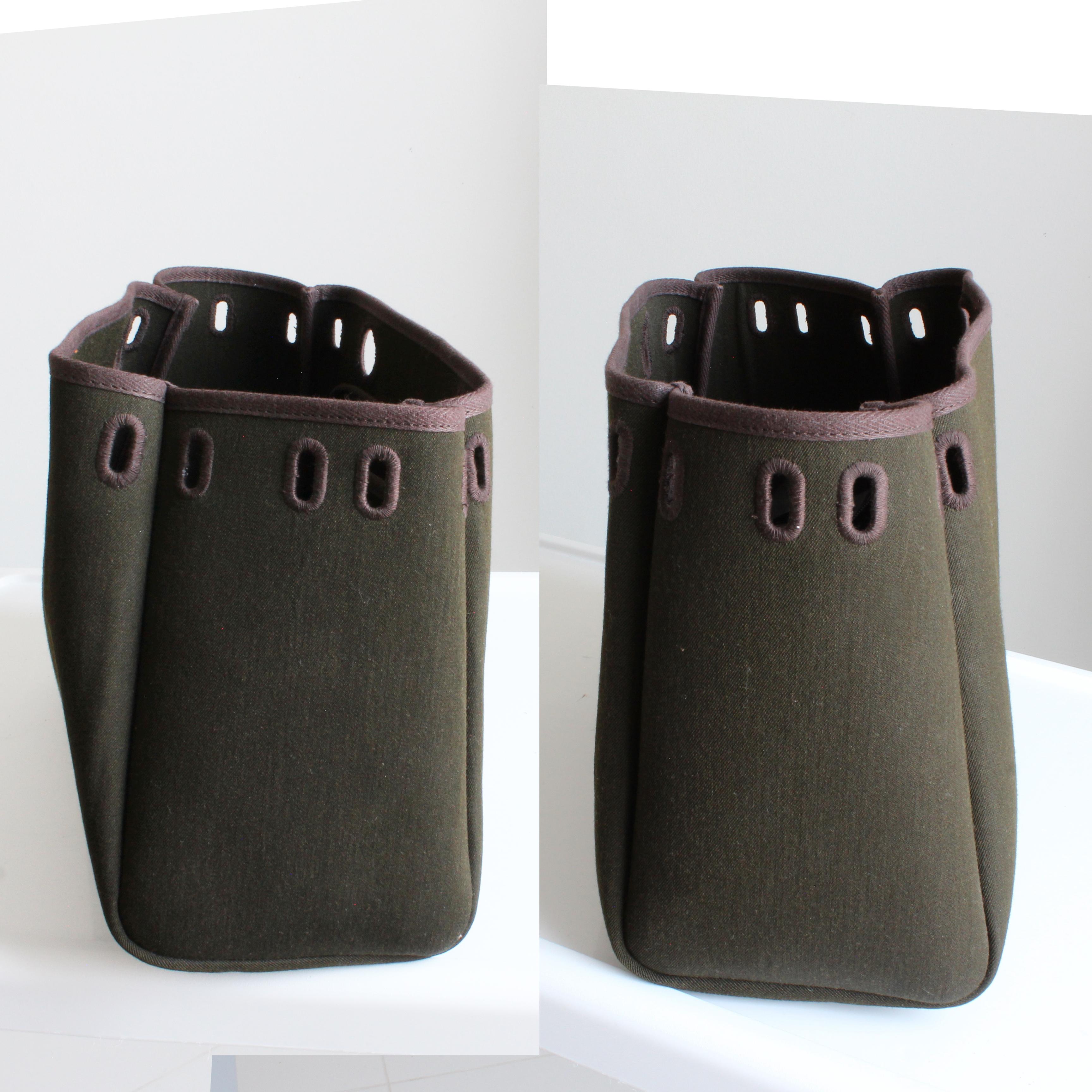 Hermes Herbag Tote Bag Cabas PM Brown Vibrato Leather & Canvas 2-In-1 Bag HTF en vente 12