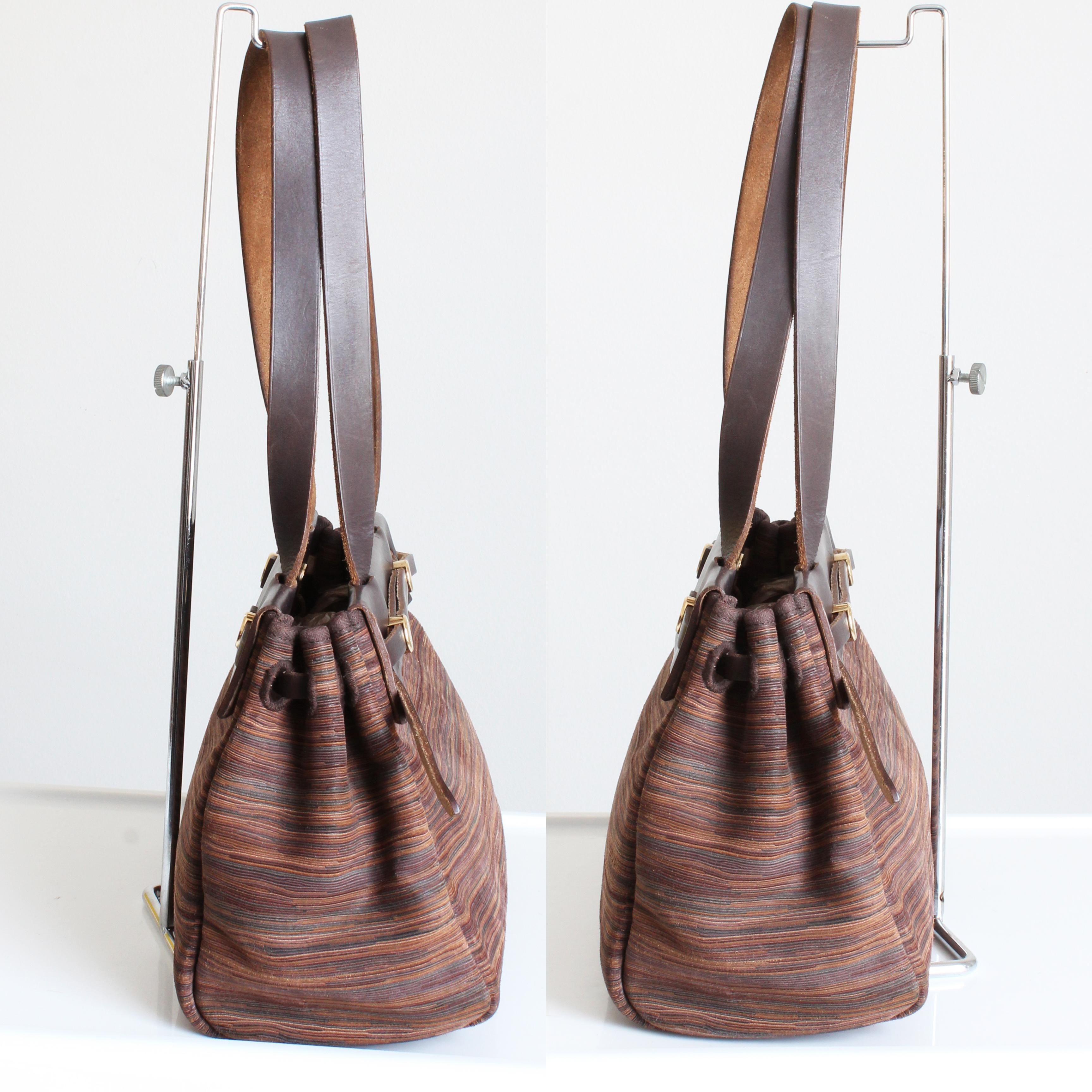 Hermes Herbag Tote Bag Cabas PM Brown Vibrato Leather & Canvas 2-In-1 Bag HTF For Sale 2