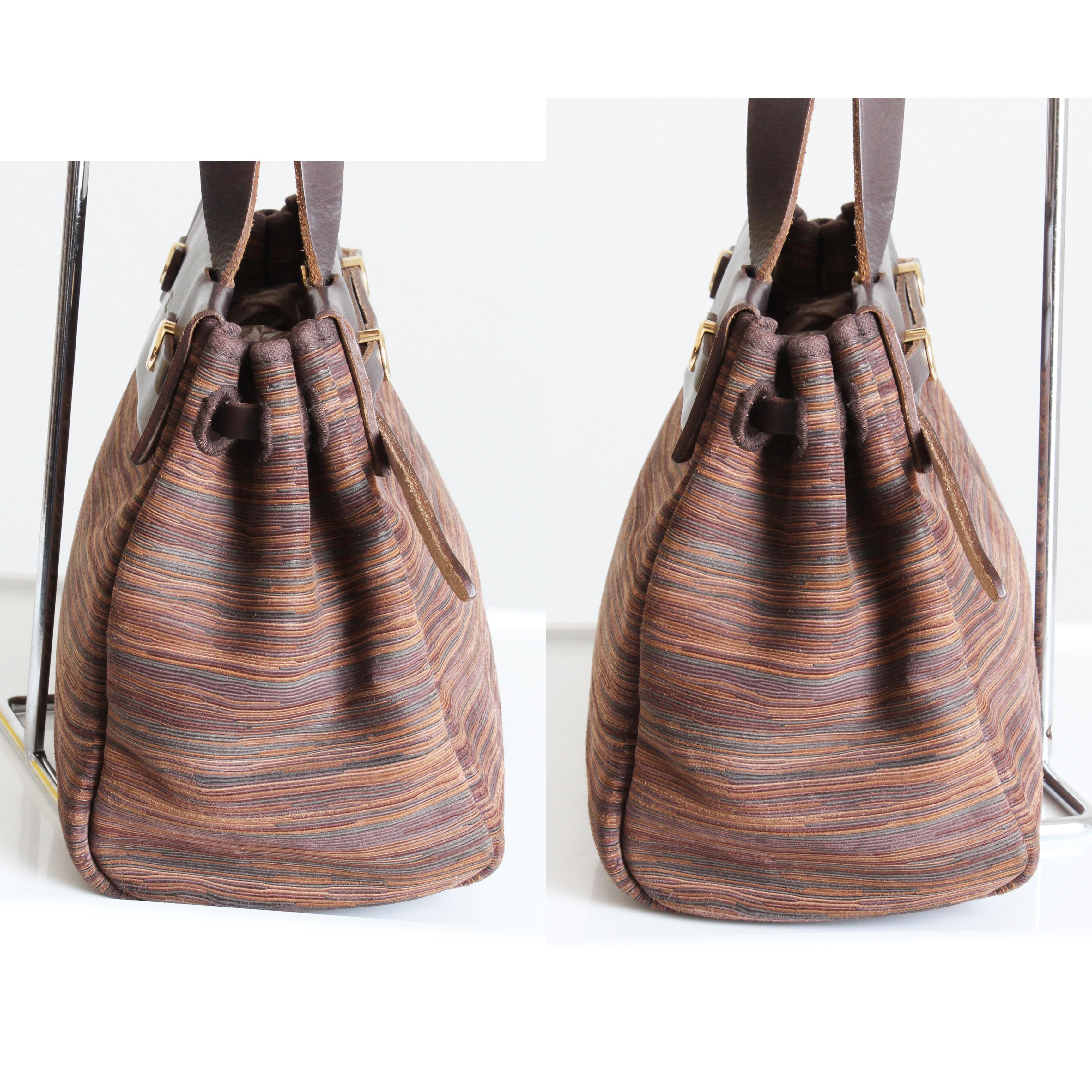 Hermes Herbag Tote Bag Cabas PM Brown Vibrato Leather & Canvas 2-In-1 Bag HTF For Sale 3