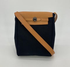 Hermes Herbag Tpm Mini Black and Beige Sangles Canvas
