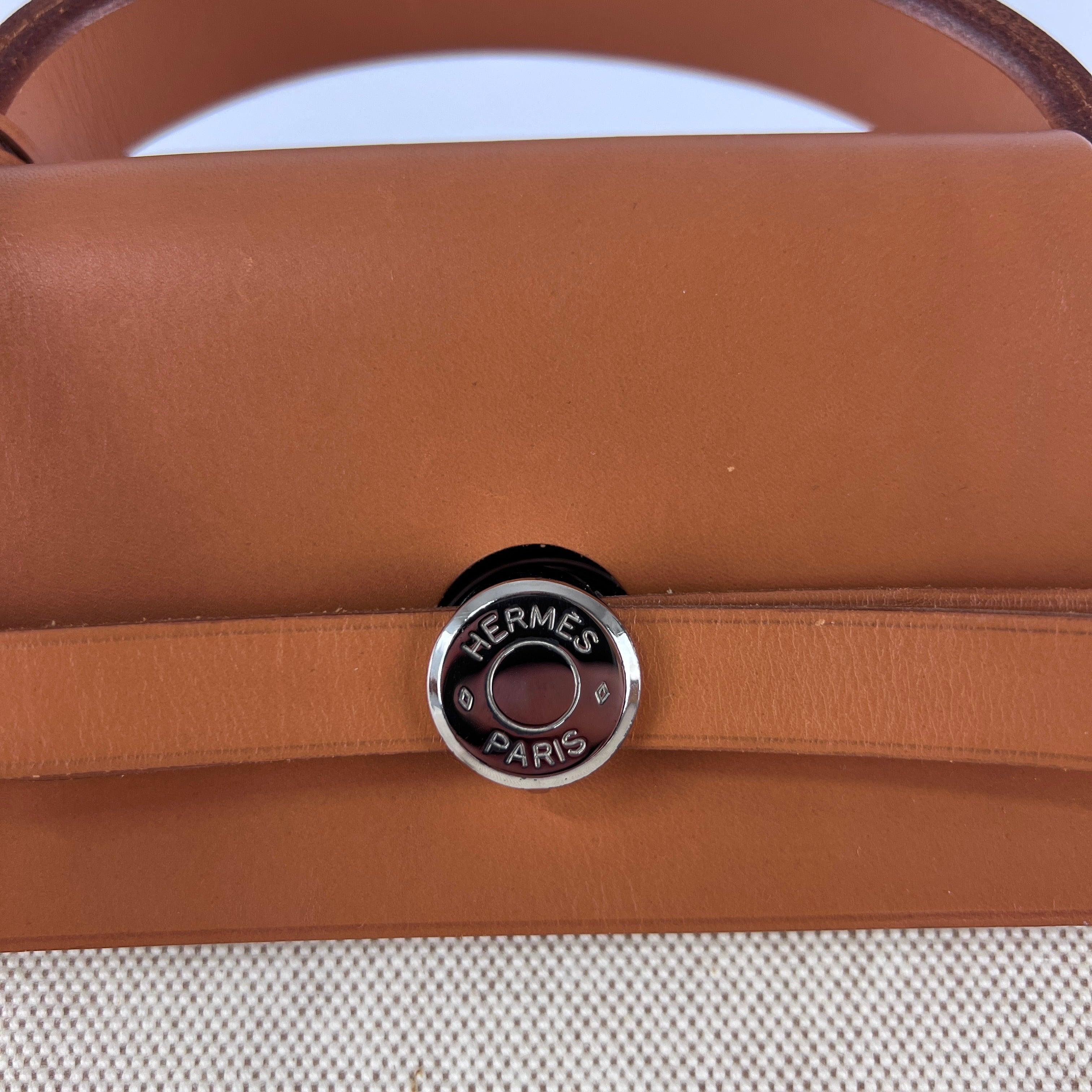 Hermès Two-in-One in tela e pelle Marrone Beige 2000 6