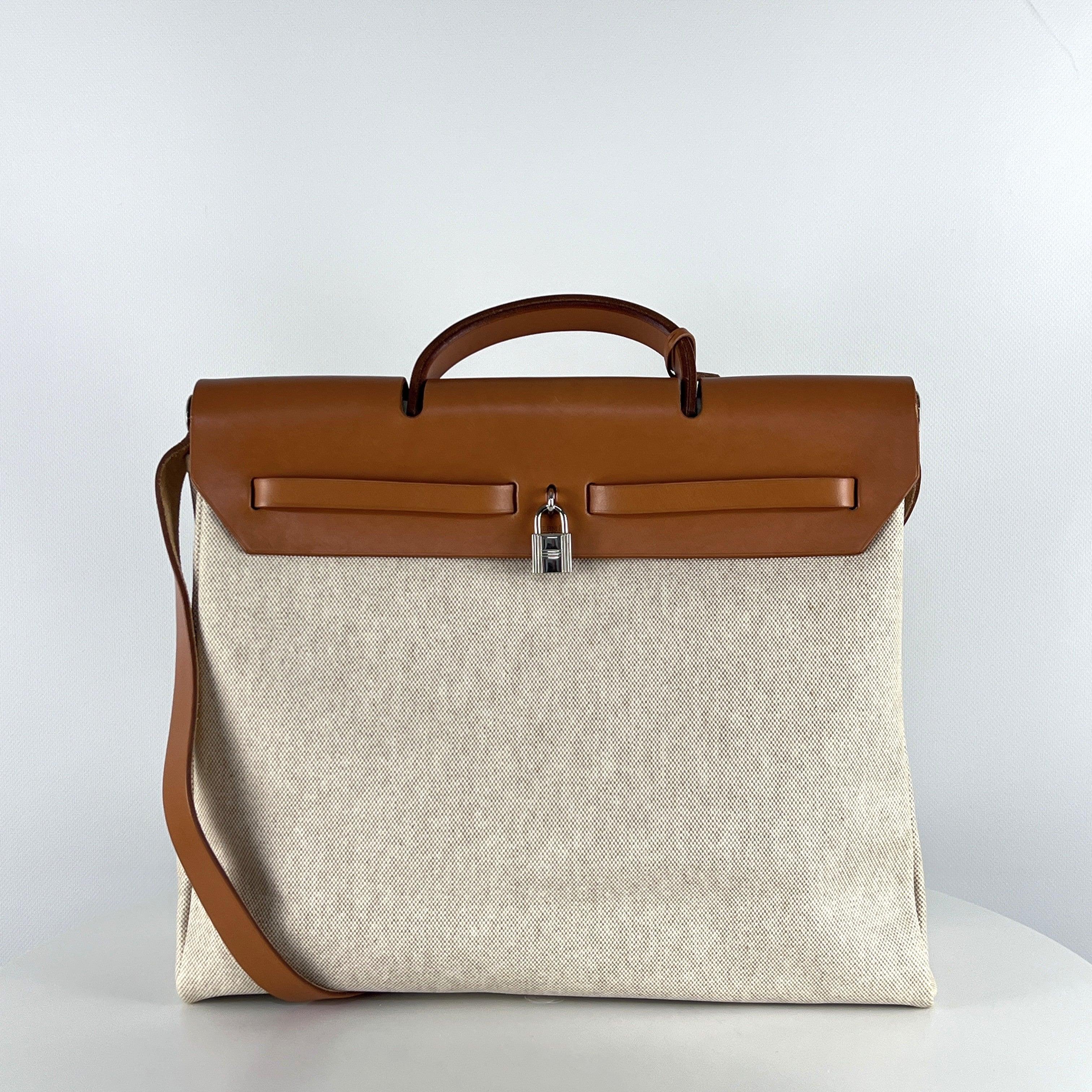 da uomo o donna Hermès Two-in-One in tela e pelle Marrone Beige 2000