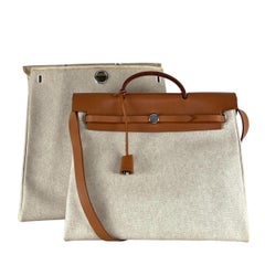 Hermès Herbag Two-in-One Canvas and Leather Brown Beige 2000