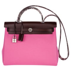 Hermes Herbag Zip 31 Verso Bubblegum / Rubis Palladium New w/Box
