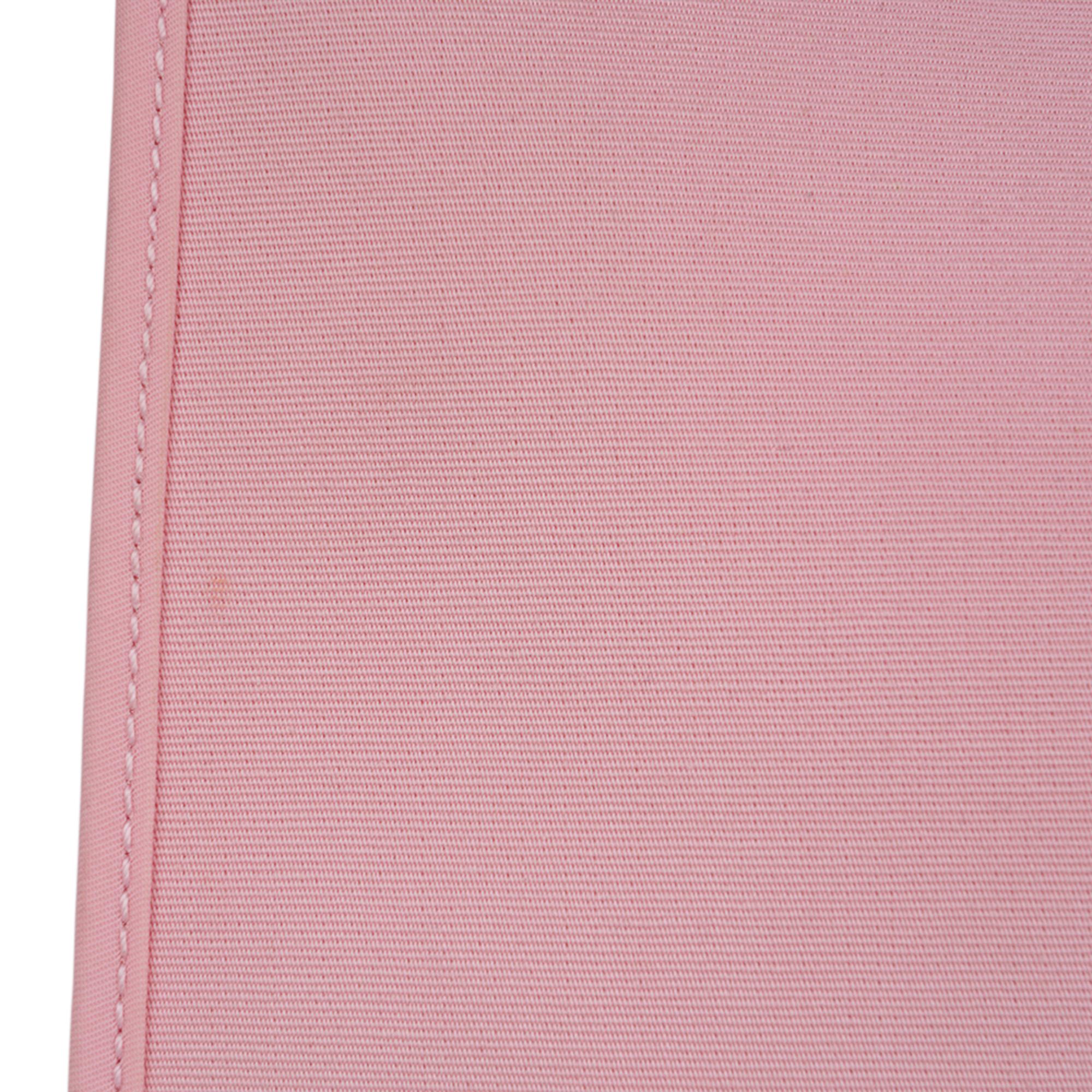 Hermès Hertasche mit Reißverschluss 39 GM Rose Sakura Canvas Vache Jäger Palladium Hardware  im Angebot 9
