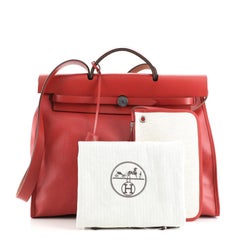 Hermes Herbag Zip Berline Vache Canvas and Leather 39