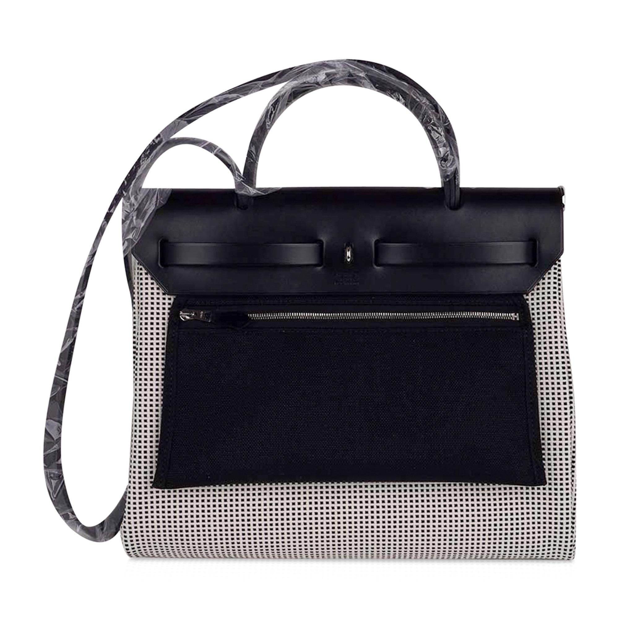 Hermes Herbag Zip Viking Criss Toile 31 / Vache Hunter Leder Neu w/Kasten Damen