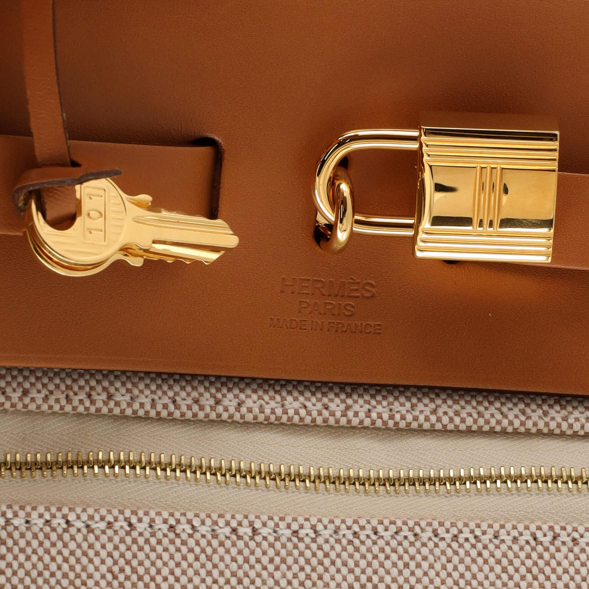 Hermes Herbag Zip Chaine D'Ancre Toile and Leather 31 2