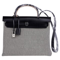 Hermes Herbag Zip H Toile 31 / Black Vache Hunter Leather New w/