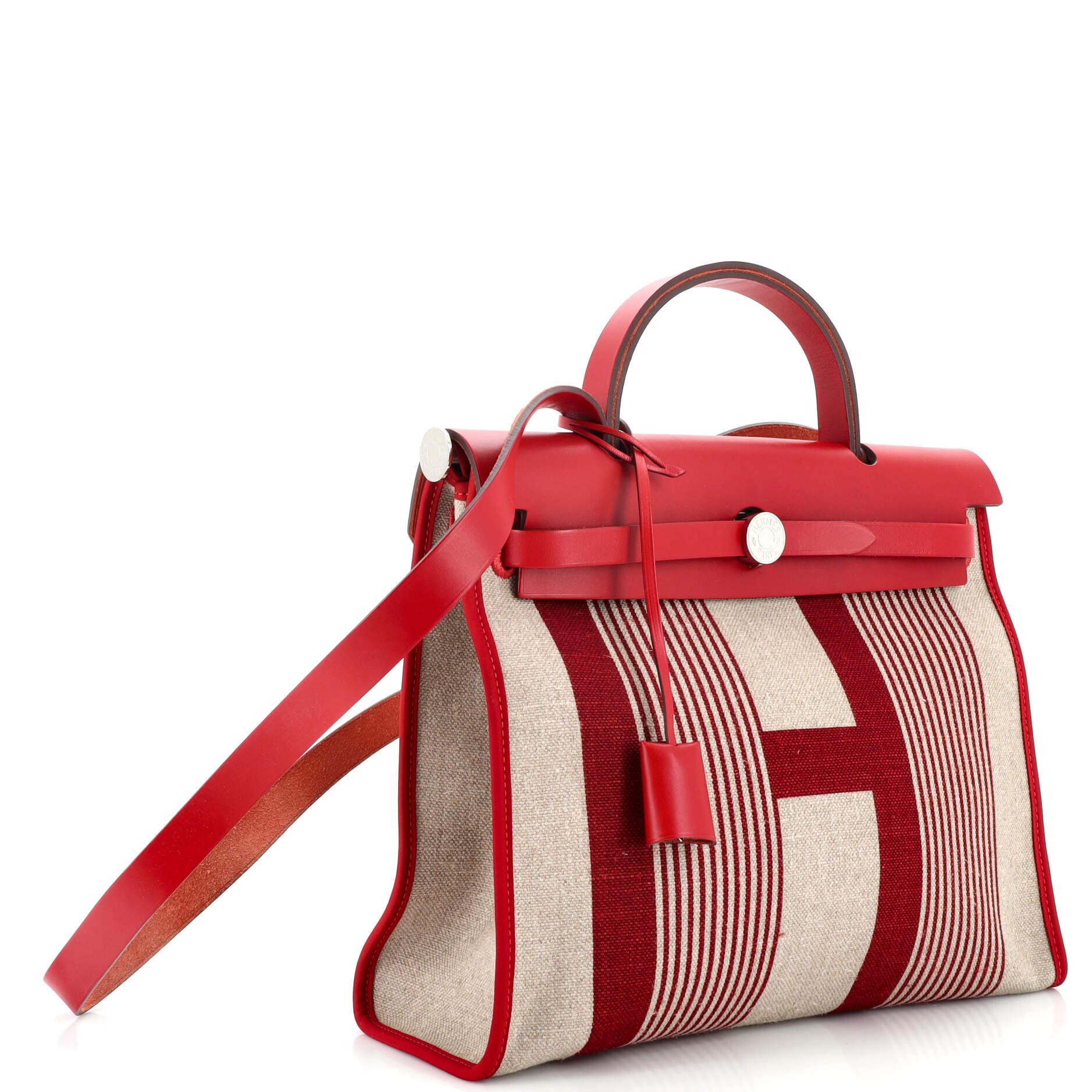 Hermes Herbag Zip H Vibration Toile und Leder 31 mit ReiBverschluss