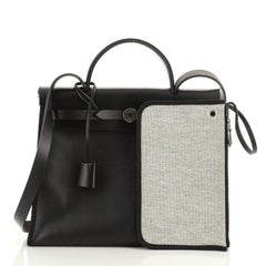 Hermes Herbag Zip Leather And Berline Vache Canvas 31