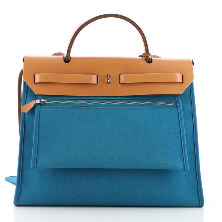 Hermes Herbag Zip Leather and Toile 31 at 1stDibs