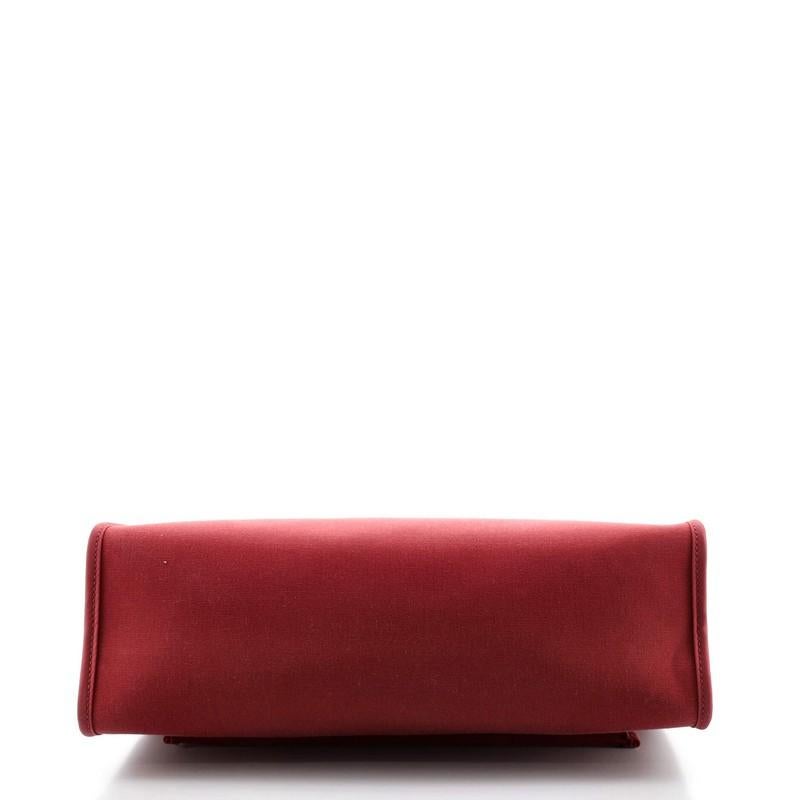 Red Hermes Herbag Zip Leather and Toile 31