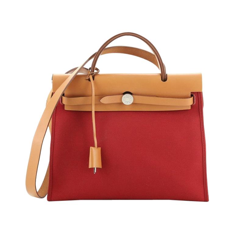 Hermes Herbag Zip Leather And Toile 31 at 1stDibs