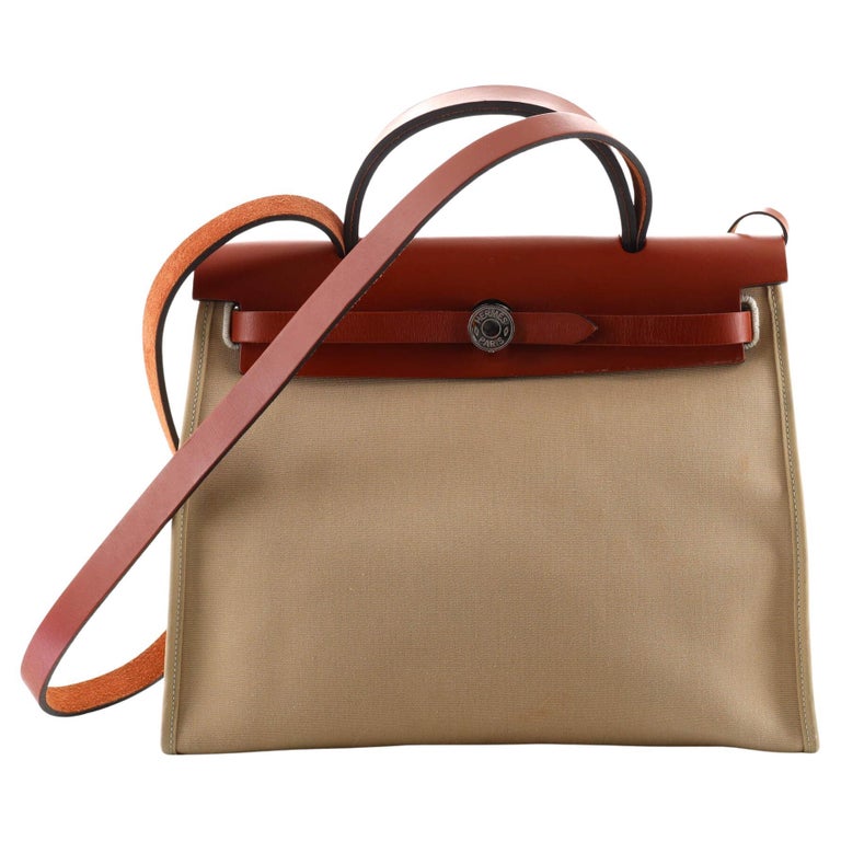 Hermes Herbag Zip Chaine D'Ancre Toile and Leather 31 at 1stDibs