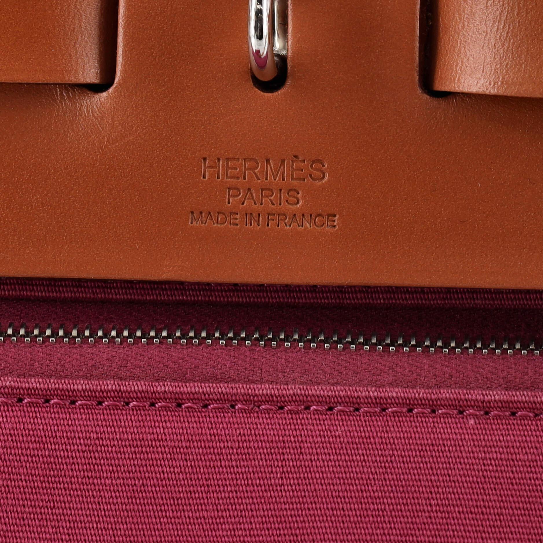 Hermes Herbag Zip Leather and Toile 39 3