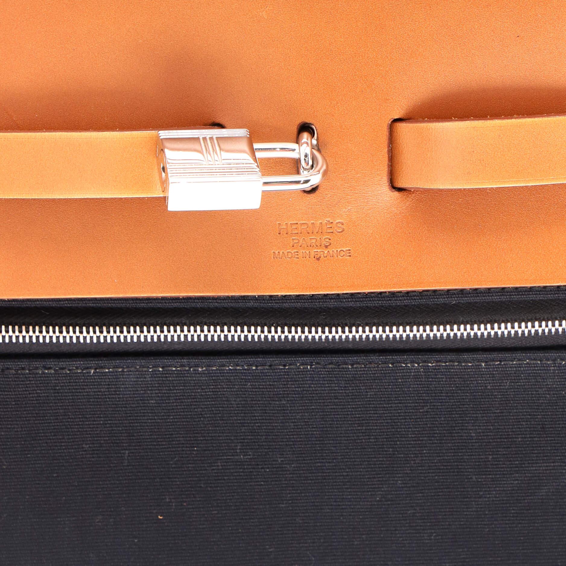 Hermes Herbag Zip Leather and Toile 39 5