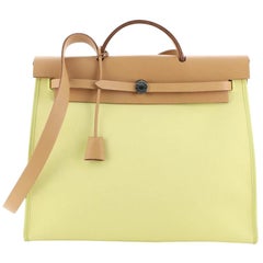  Hermes Herbag Zip Leather and Toile 39